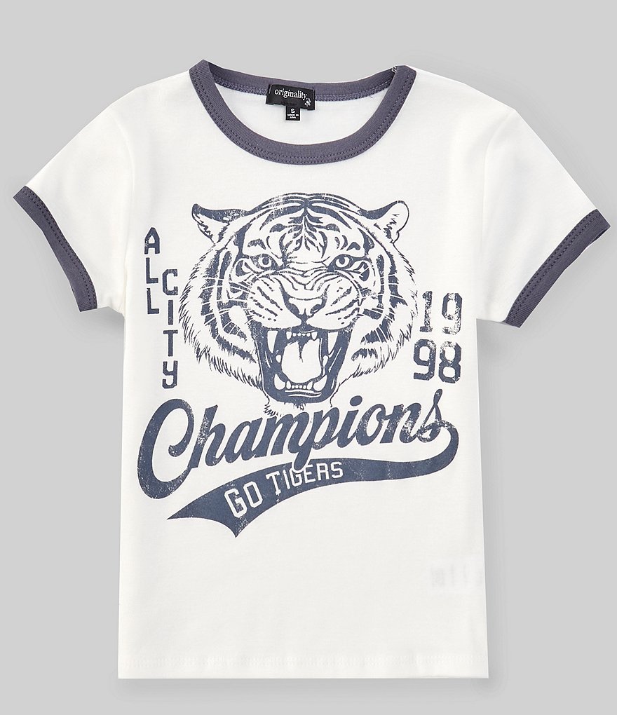 Originality Big Girls 7 16 Short Sleeve All City ChampionsTiger Face Graphic T Shirt M