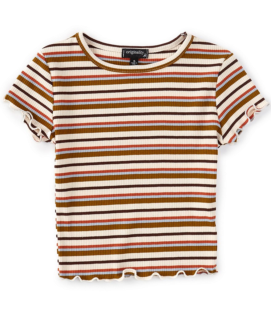 Dillard\'s Originality 7-16 | Big Rib Stripe Baby Short Sleeve Girls T-Shirt