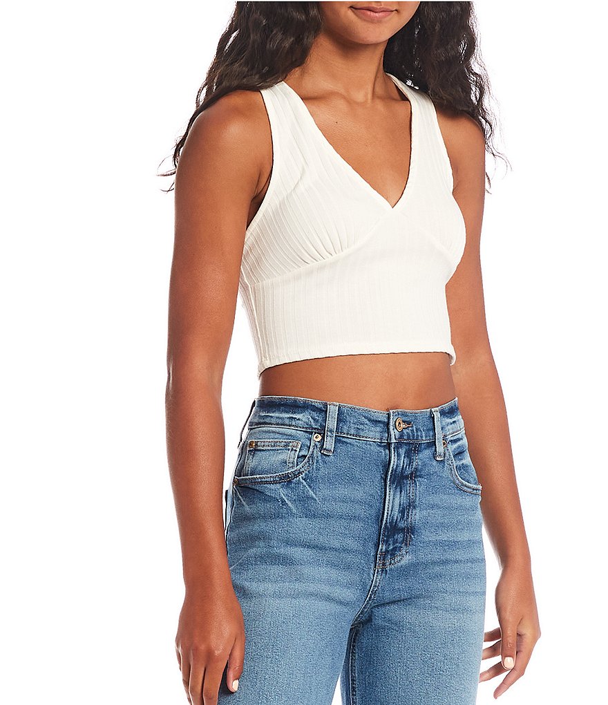 Cropped Ribbed Knit Tank Top