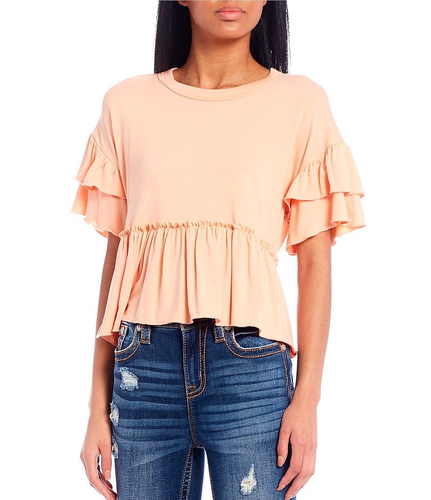 Originality Short Sleeve Peplum Top Dillards