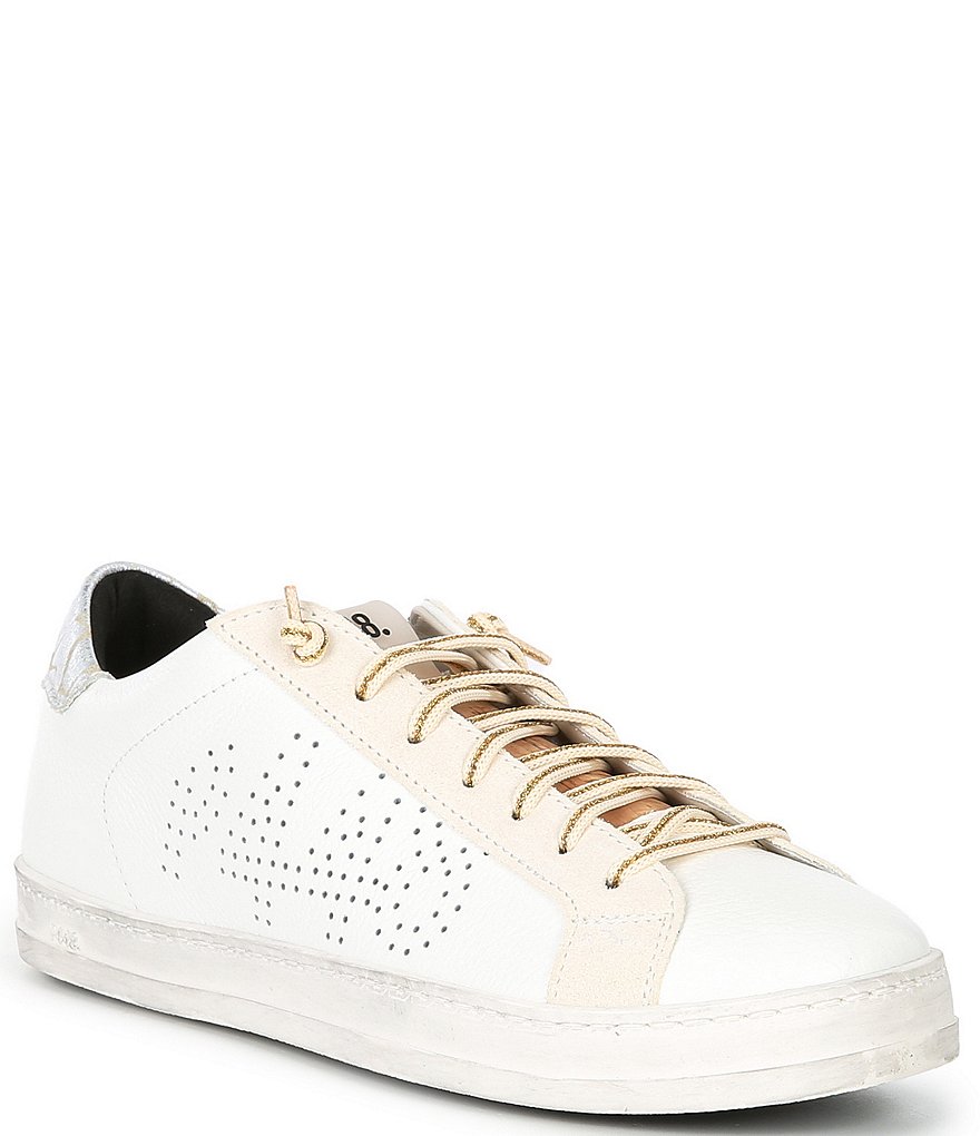 P448 John Gold Beta Leather Lace-Up Sneakers