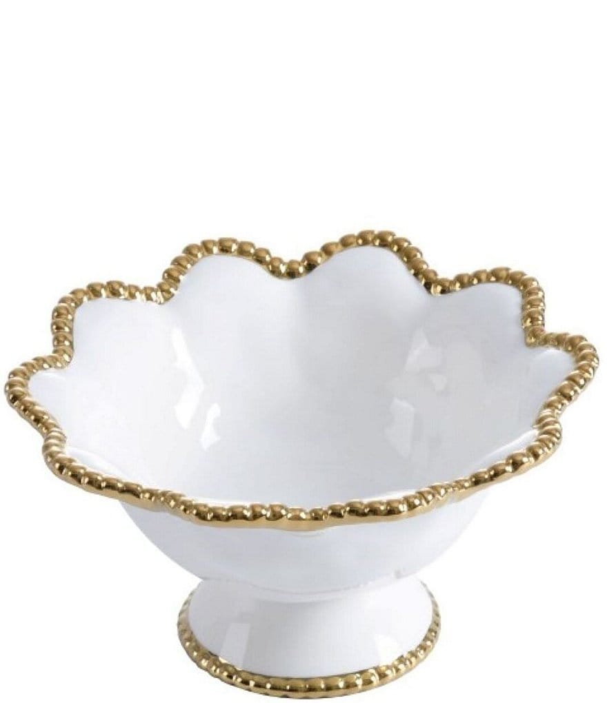 Pampa Bay Golden Salerno Porcelain Flower Footed Bowl