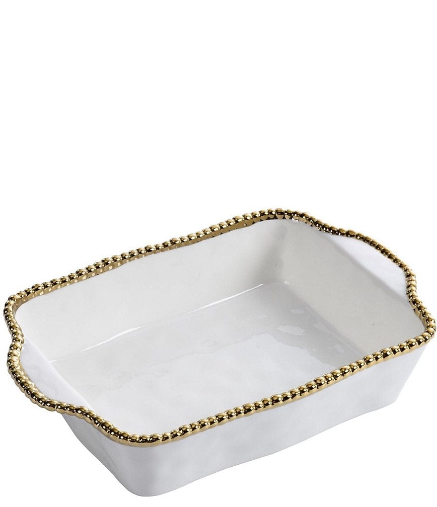 Pampa Bay Golden Salerno Porcelain Rectangular Baking Dish - White