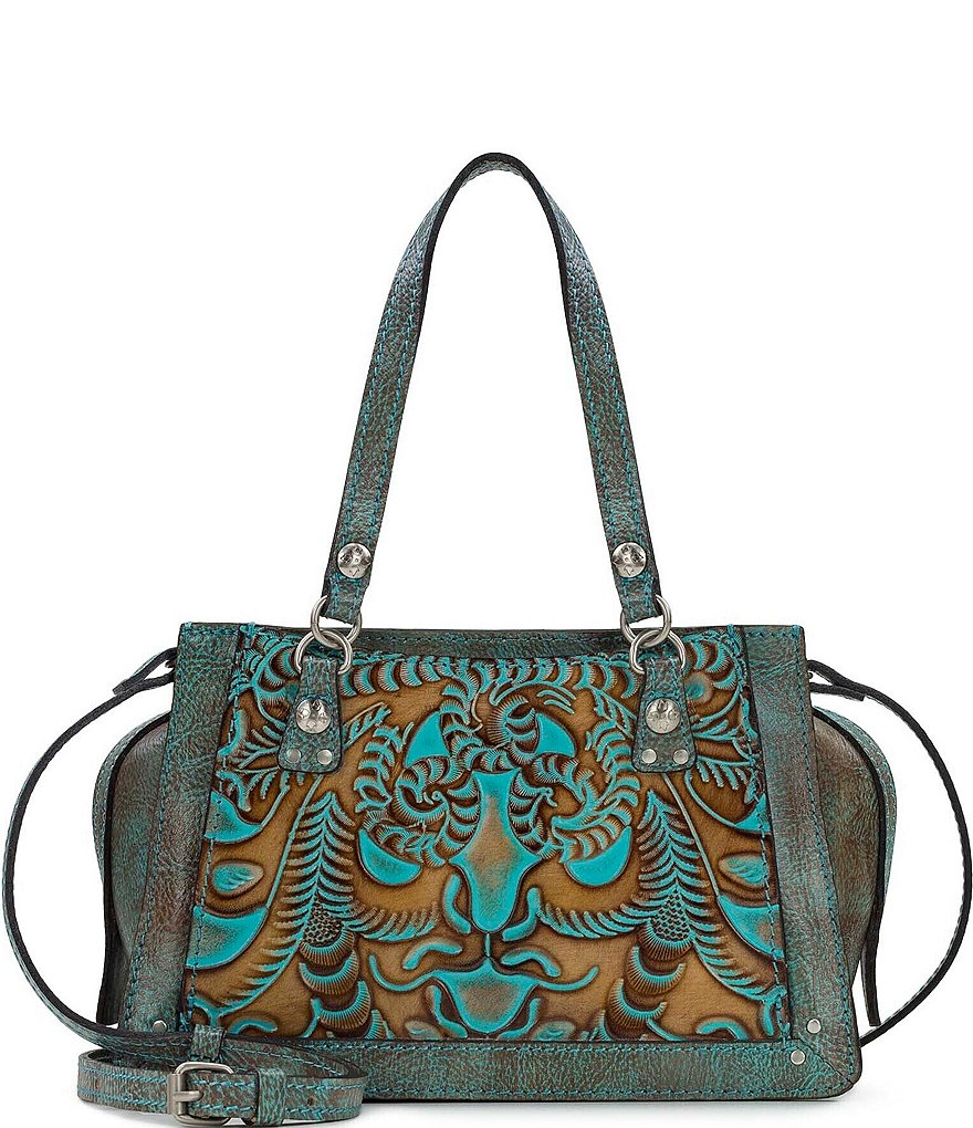 Turquoise Tooled Faux Leather Large Makeup Bag newest