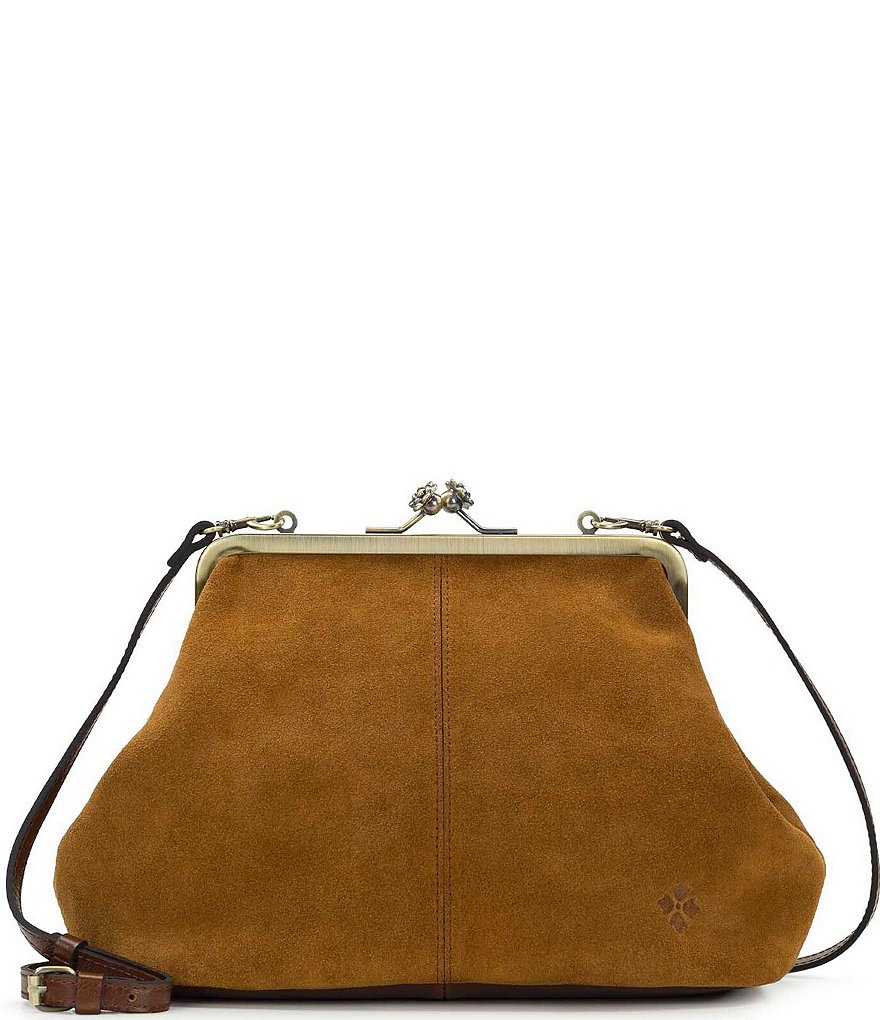 Patricia Nash Sofia Kiss Lock Frame Suede Clutch Satchel Bag