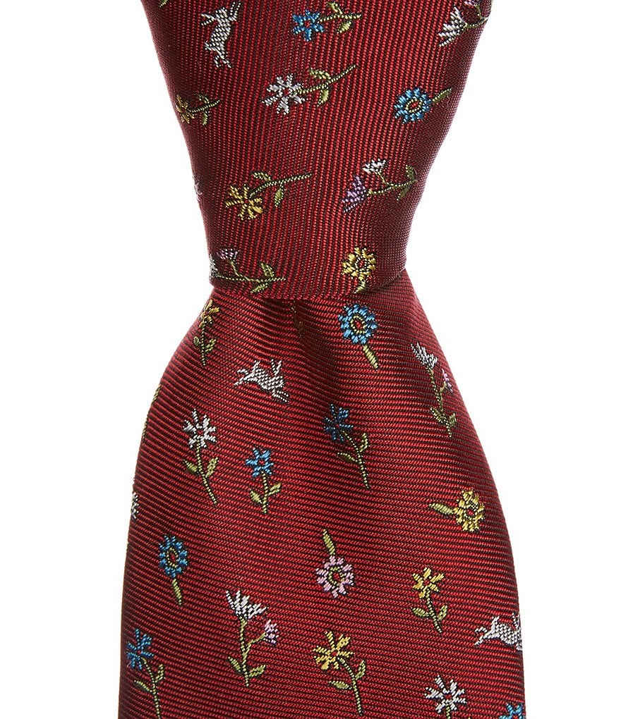 Paul Smith Floral/Rabbits 3.14#double; Woven Silk Tie