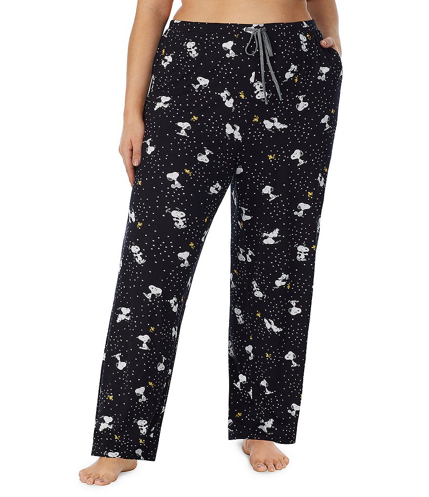 Peanuts Plus Size Snoopy Toss Print Knit Coordinating Sleep Pants ...