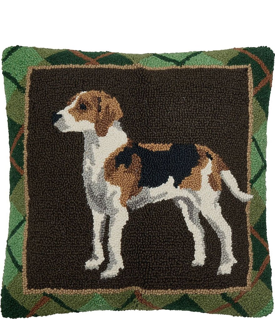 Peking Handicraft Foxhound Wool Hook Throw Pillow