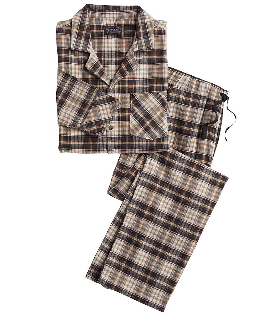 Pendleton Long Sleeve Flannel Top & Matching Plaid Pant 2-Piece Pajama Set