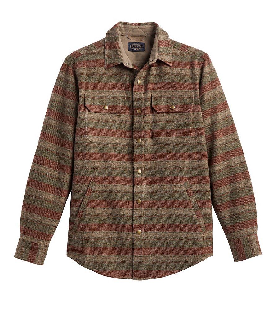 Pendleton Stripe Forest Twill Snap Long Sleeve Woven Shirt Jacket ...