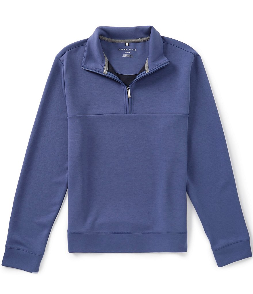 Perry Ellis Neoprene Long Sleeve Quarter Zip Pullover | Dillard's