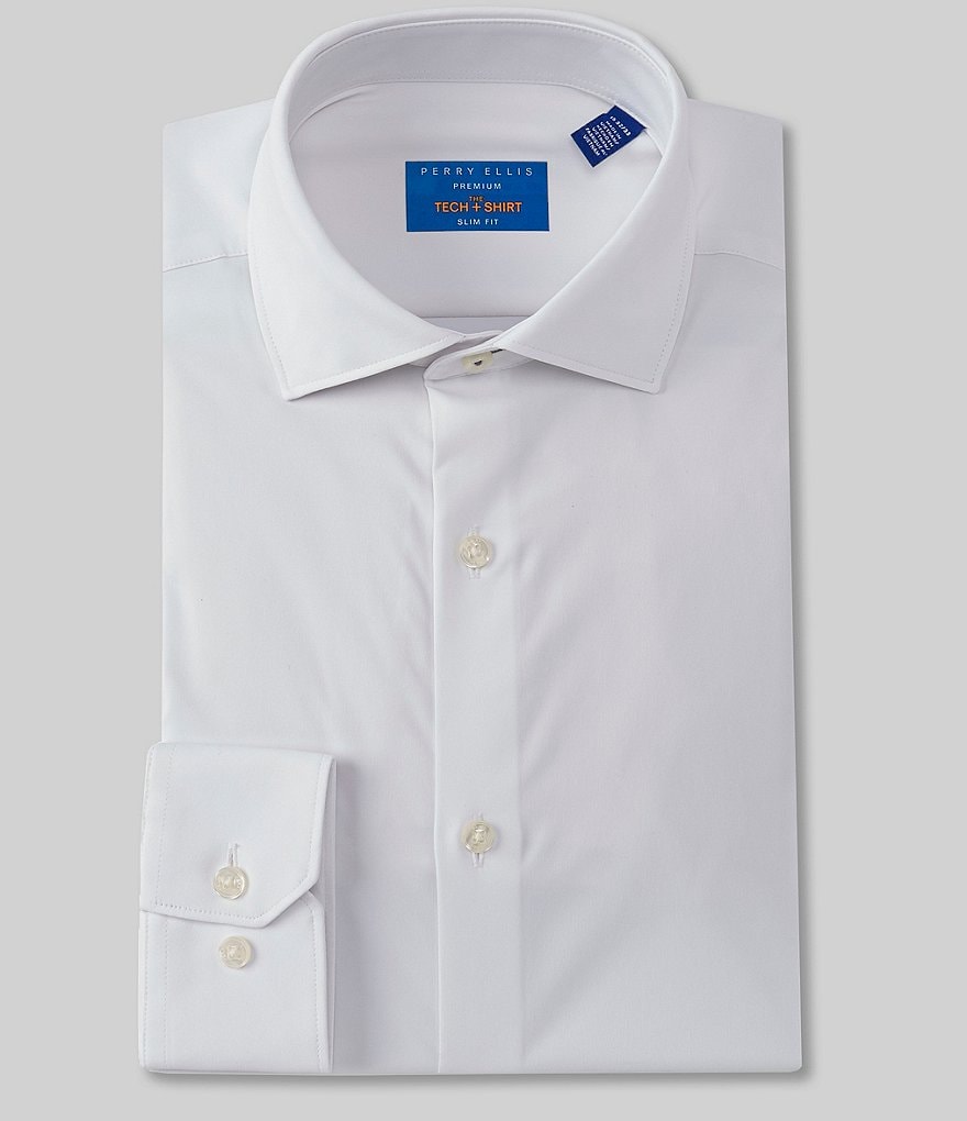 Perry Ellis Premium Slim-Fit Non-Iron Performance Stretch Spread Collar  Solid Dress Shirt | Dillard's