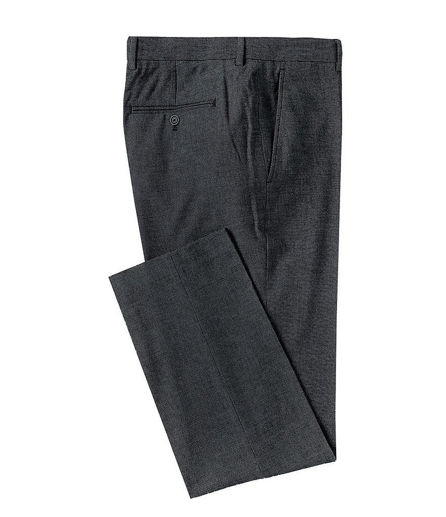 Perry Ellis Premium Tailored Flat Front Birdseye Pin-Dotted Dress Pants ...