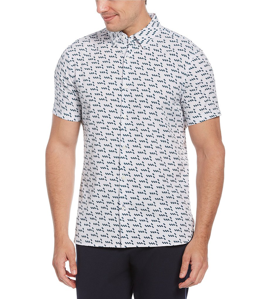 Perry Ellis Slim-Fit Dash Print Performance Stretch Short-Sleeve