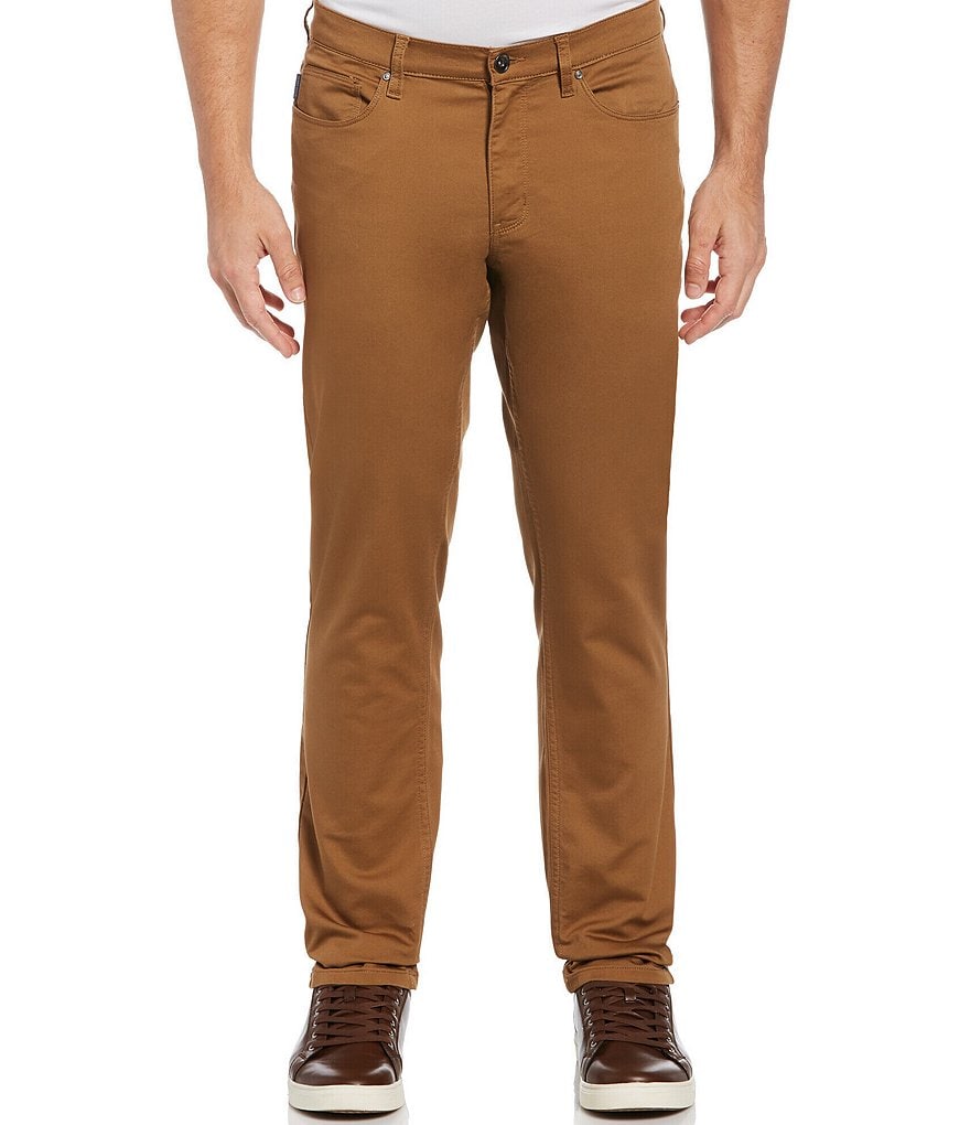 Perry Ellis Slim-Fit Flat Front 5-Pocket Stretch Pants | Dillard's
