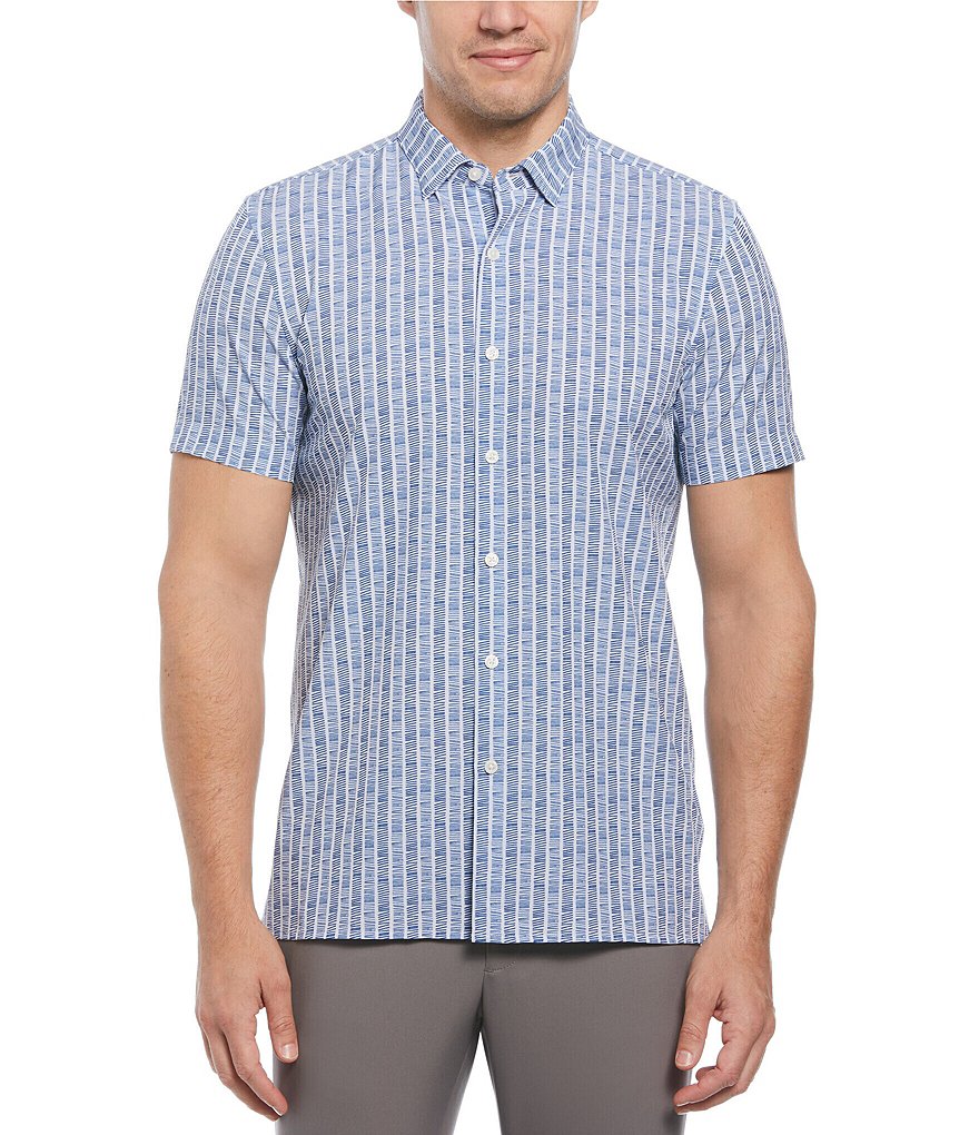 Perry Ellis Slim-Fit Line Pattern Short Sleeve Woven Shirt | Dillard's