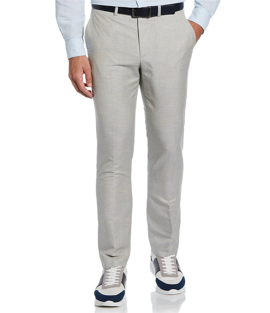 Perry Ellis Very Slim-Fit Linen Blend Stretch Flat Front Pants | Dillard's