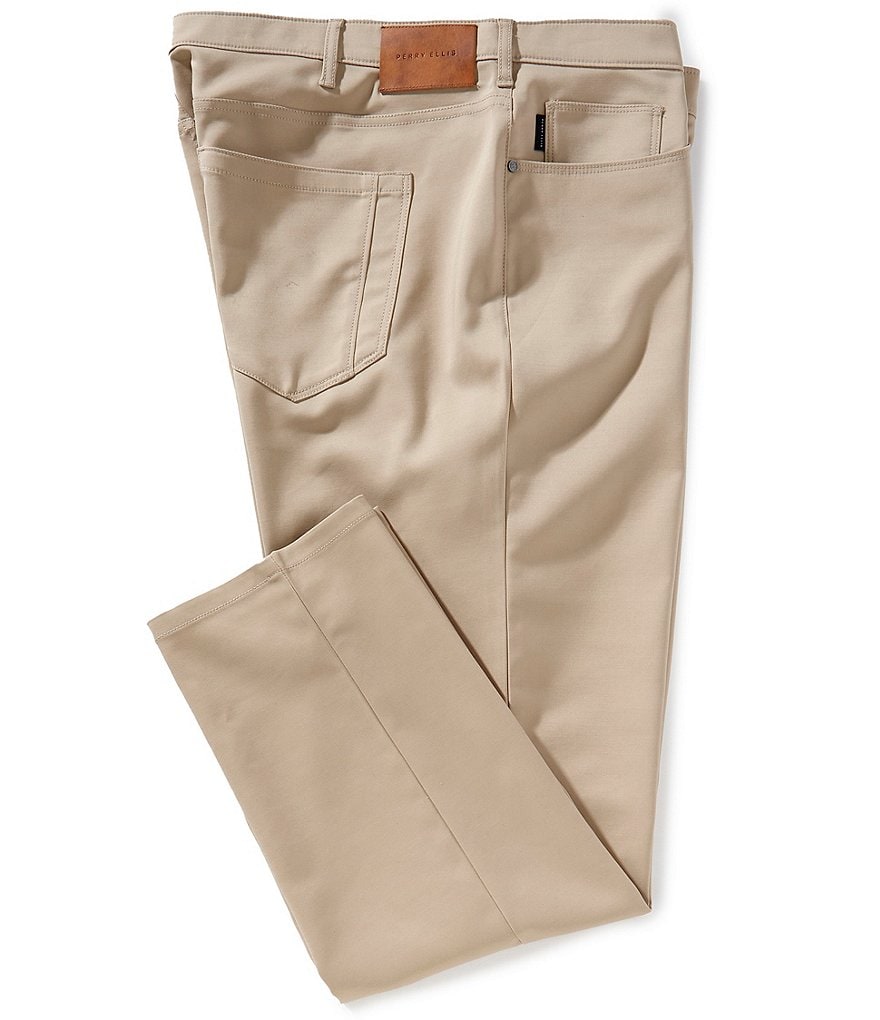 perry ellis classic fit dress pants Perry Ellis Outlet Men's Slim Fit Tech 2.0 Suit Pants in Olive-RT/green, Size 30, Nylon/Elastane main image 1