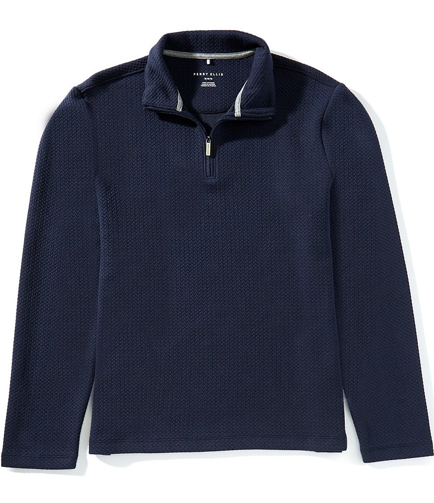 Perry Ellis Textured Quarter-Zip Pullover | Dillard's