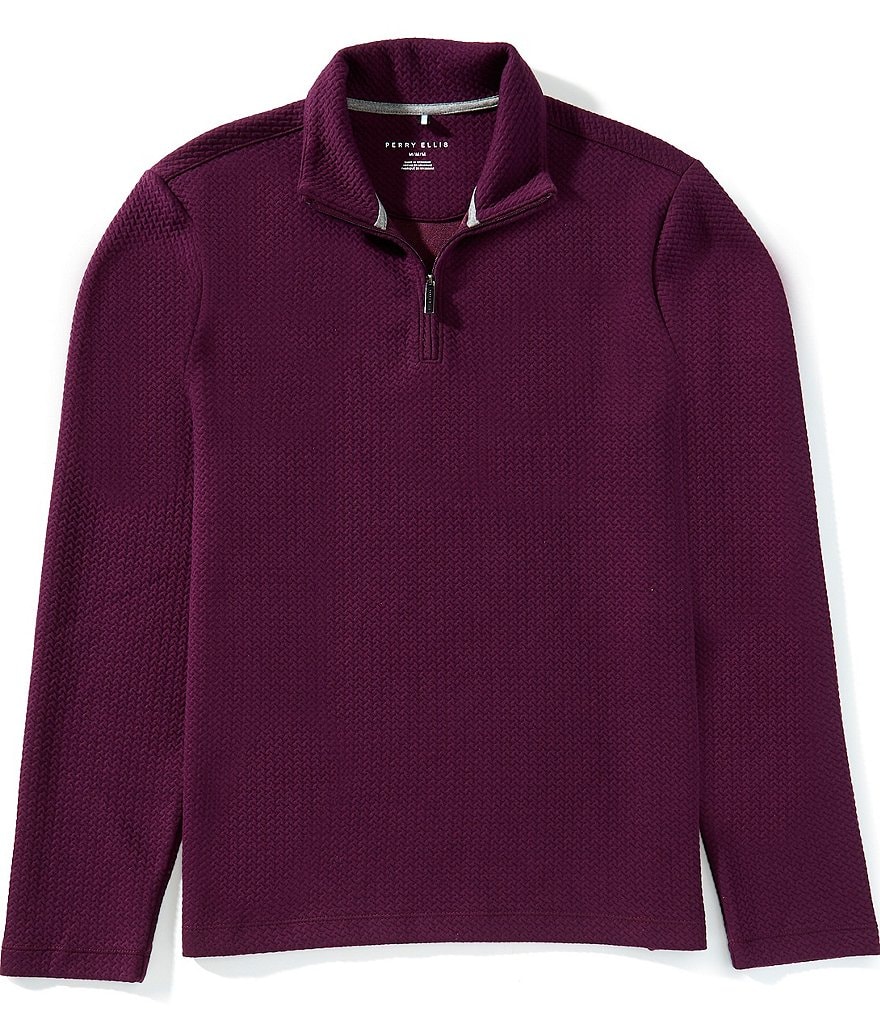 Perry Ellis Textured Quarter-Zip Pullover | Dillard's