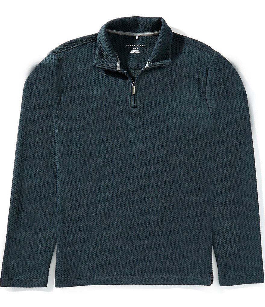 Perry Ellis Textured Quarter-Zip Pullover | Dillard's
