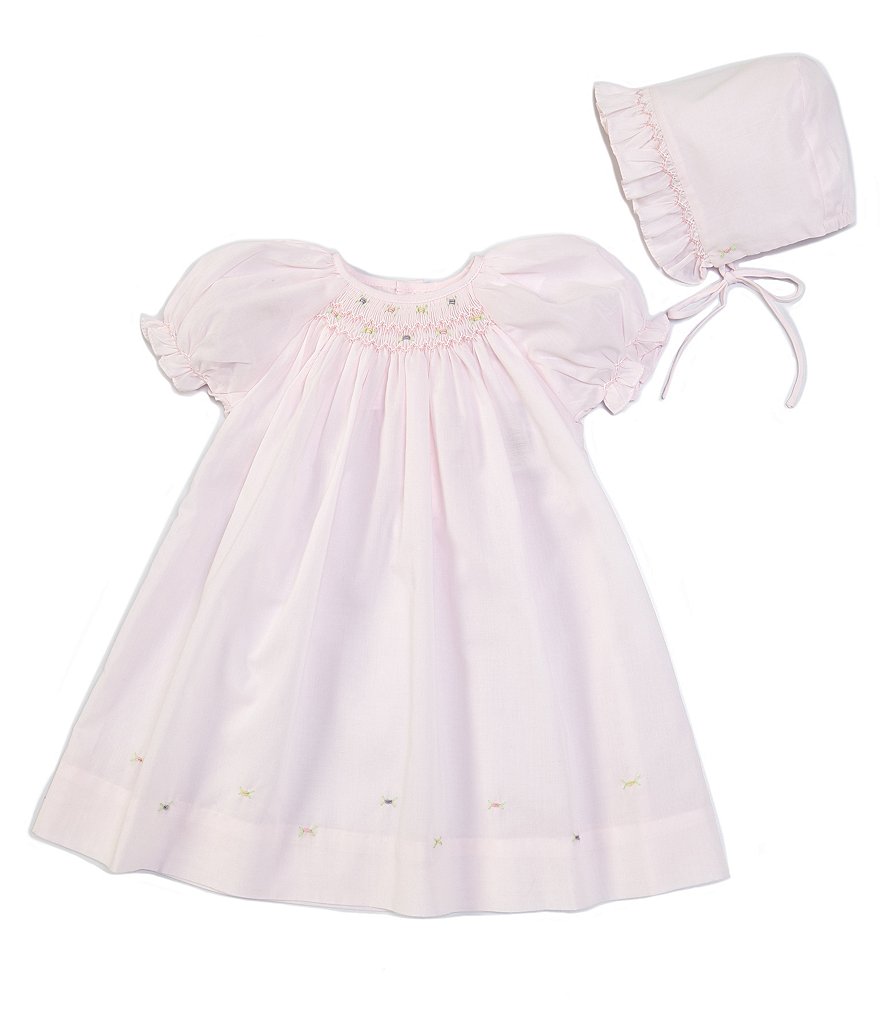  Petit Ami Baby Girls' Fully Smocked Dress with Lace Trim,  Preemie, Pink: Clothing, Shoes & Jewelry