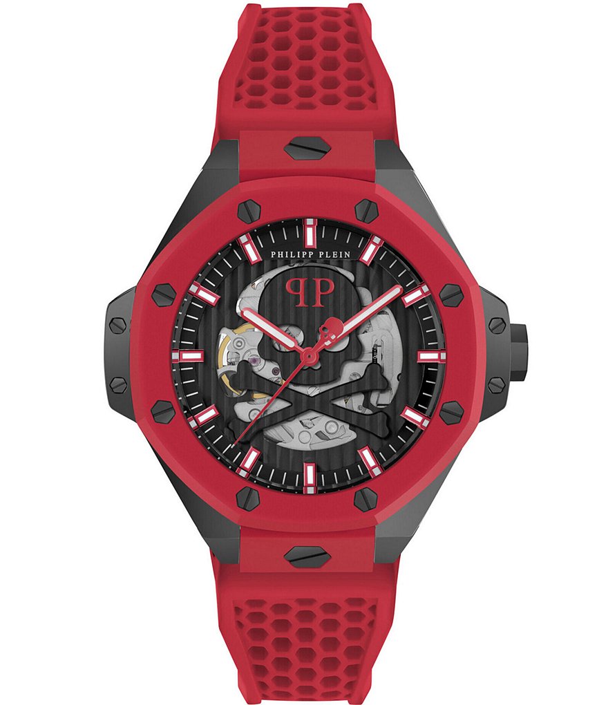 Philipp Plein Orologio Automatico Uomo Plein Rich - Cassa Acciaio, Cinturino In Silicone Nero, Quadrante Bicolore