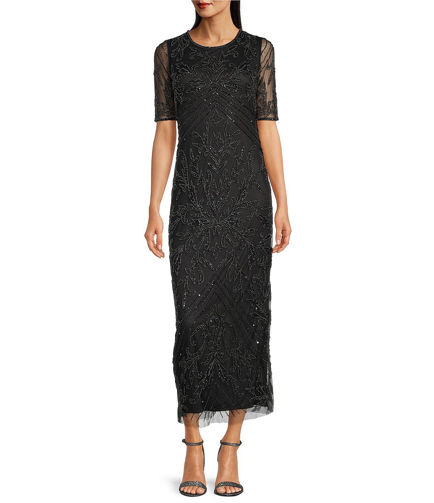 Pisarro nights hotsell beaded mesh gown