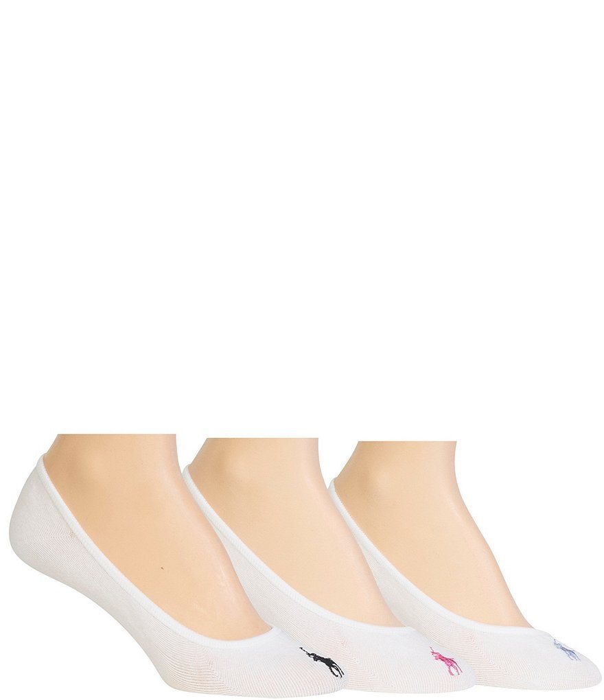 Lauren By Ralph Lauren Women's Socks No Show 5-Pairs White/Grey Fits 4-10.5