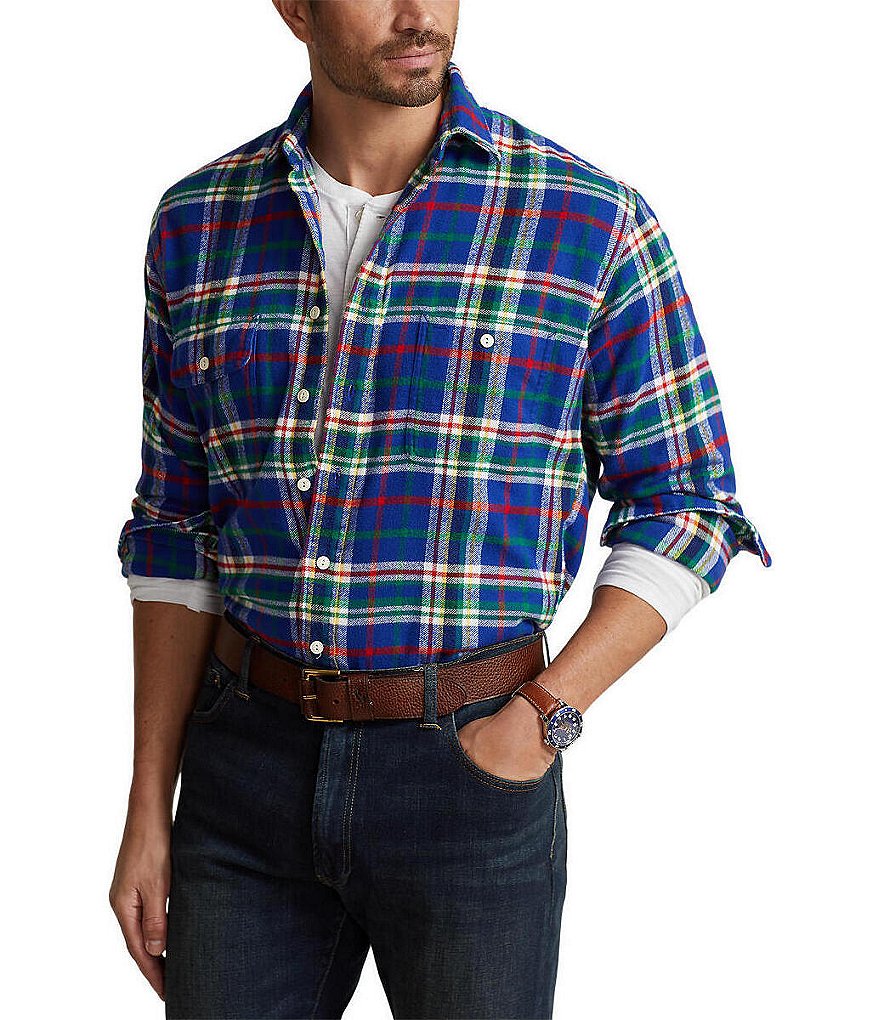 Polo Ralph Lauren Big & Tall Brushed Flannel Long Sleeve Woven Shirt ...