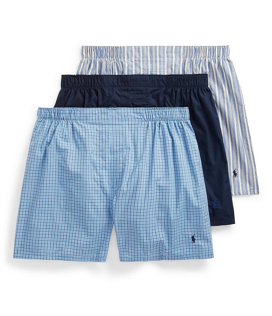 Polo Ralph Lauren Big & Tall Classic-Fit Cotton Woven Boxers 3-Pack ...