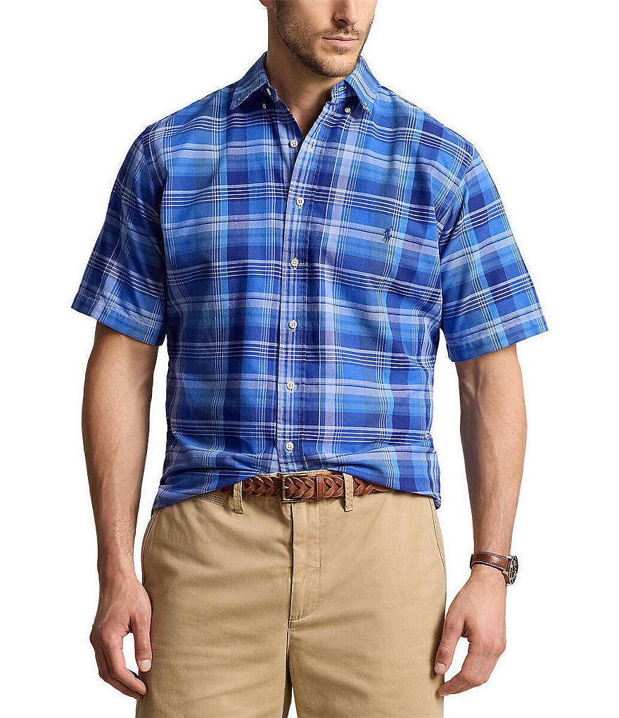 Polo Ralph Lauren Big & Tall Classic Fit Plaid Oxford Short Sleeve ...