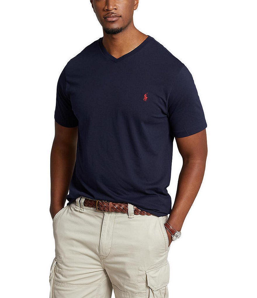 Men's Short Sleeve Tee Big & Tall Classic Tee V-Neck T-Shirt
