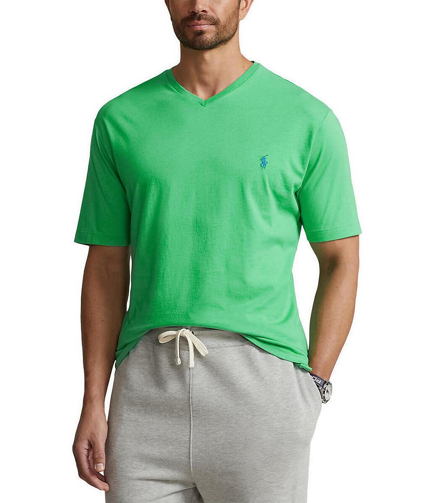 Green polo v hot sale neck t shirt