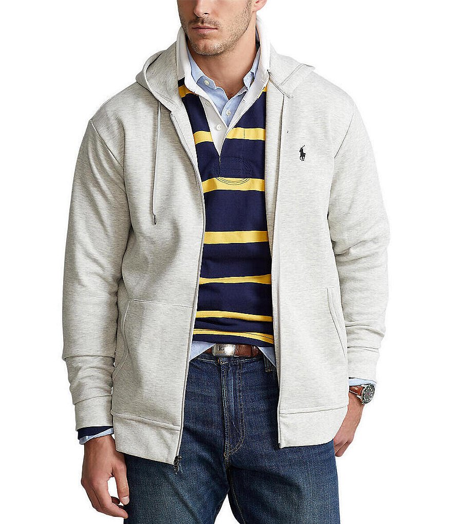 Polo Ralph Lauren Mens Big and Tall Double-Knit Full Zip Hoodie (2XB,  Aviator Navy) at  Men's Clothing store