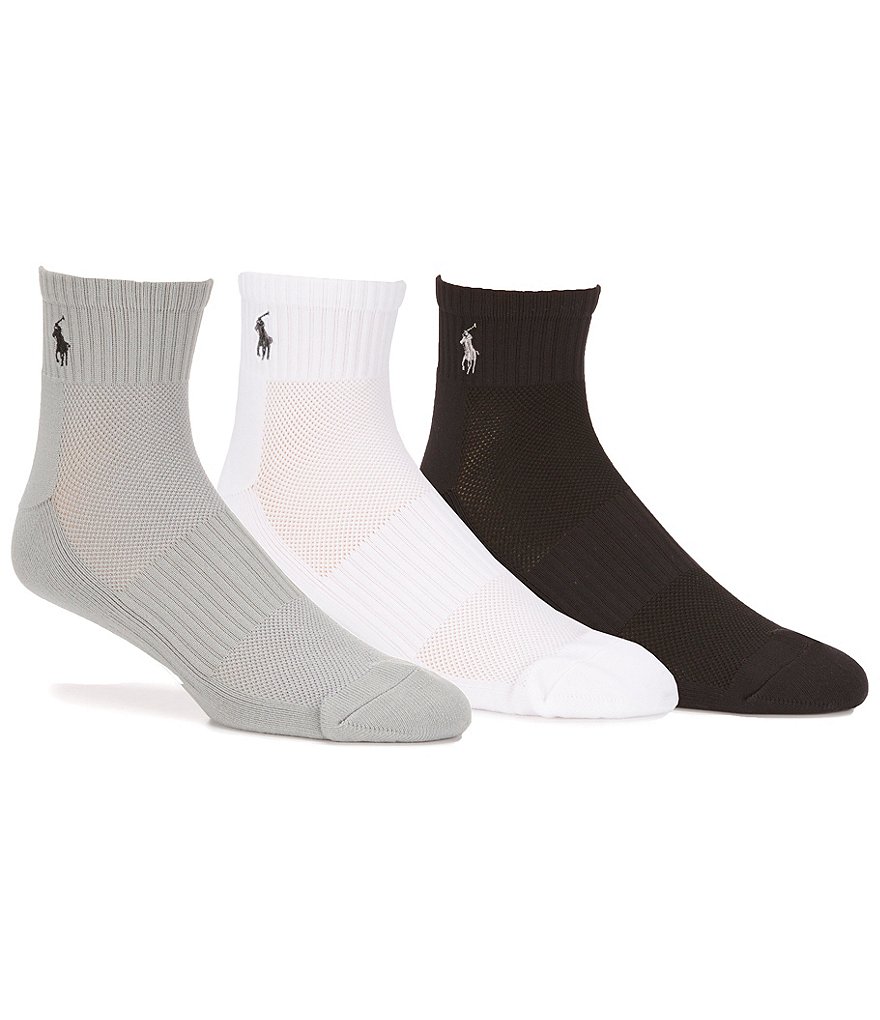 Polo Ralph Lauren Big & Tall Tech Athletic Quarter Socks 3-Pack | Dillard's