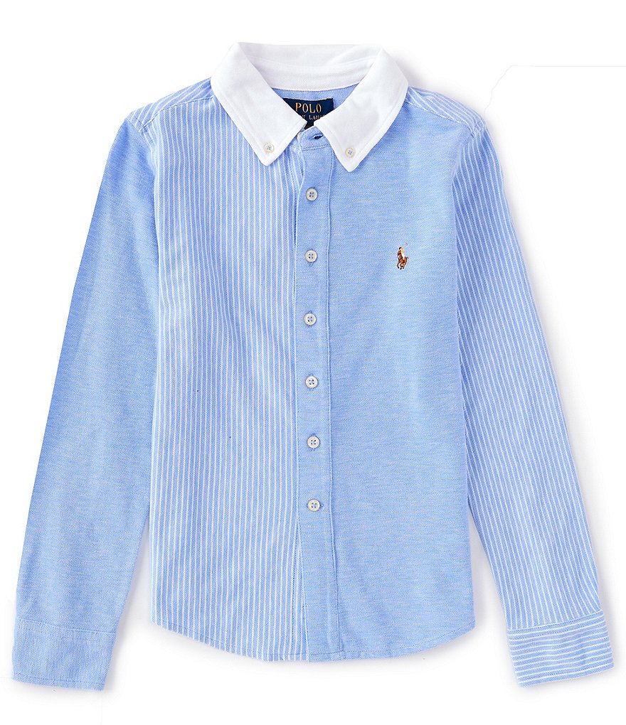 Ralph Lauren Shirt Men 3XB XXXL Big Blue Knit Oxford - Depop
