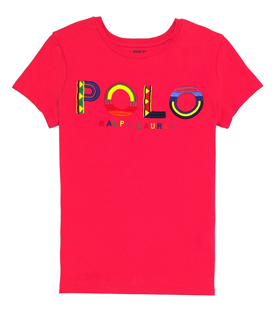 Polo Ralph Lauren Big Girls 7-16 Rainbow Logo Cotton Jersey Tee