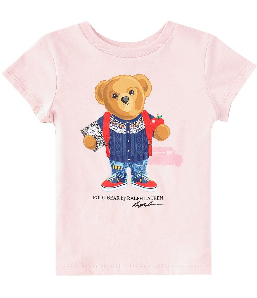 Polo Bear Printed Cotton T Shirt in Orange - Polo Ralph Lauren Kids