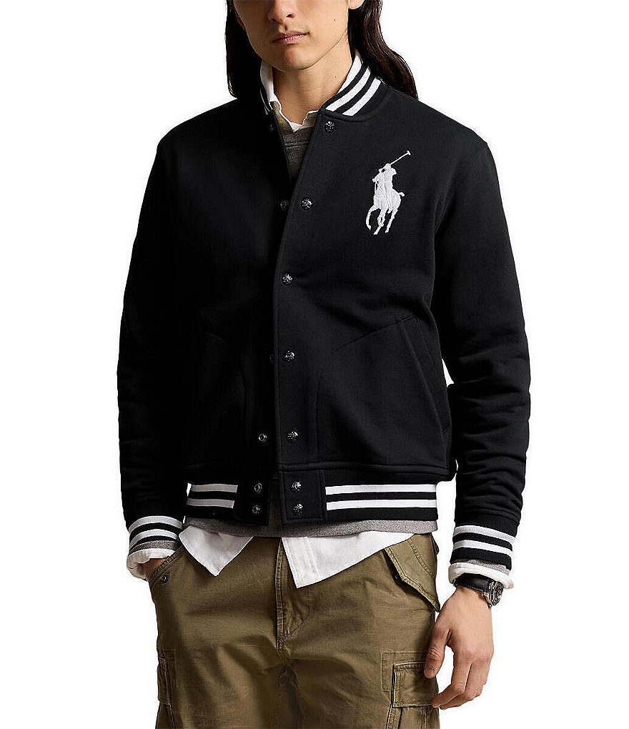 Polo Ralph Lauren Men s Big Pony Fleece Baseball Jacket Black S