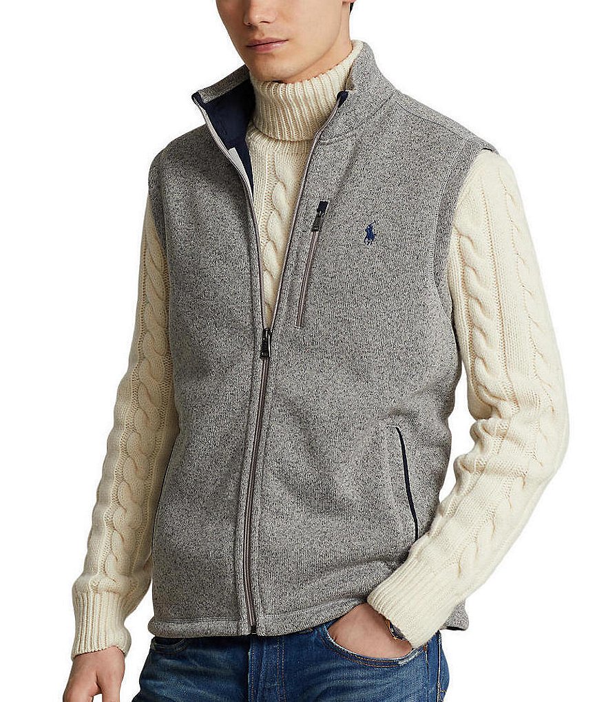 Polo Ralph Lauren Mens Fleece Mockneck Full Zip Vest, Black, Small :  : Clothing, Shoes & Accessories