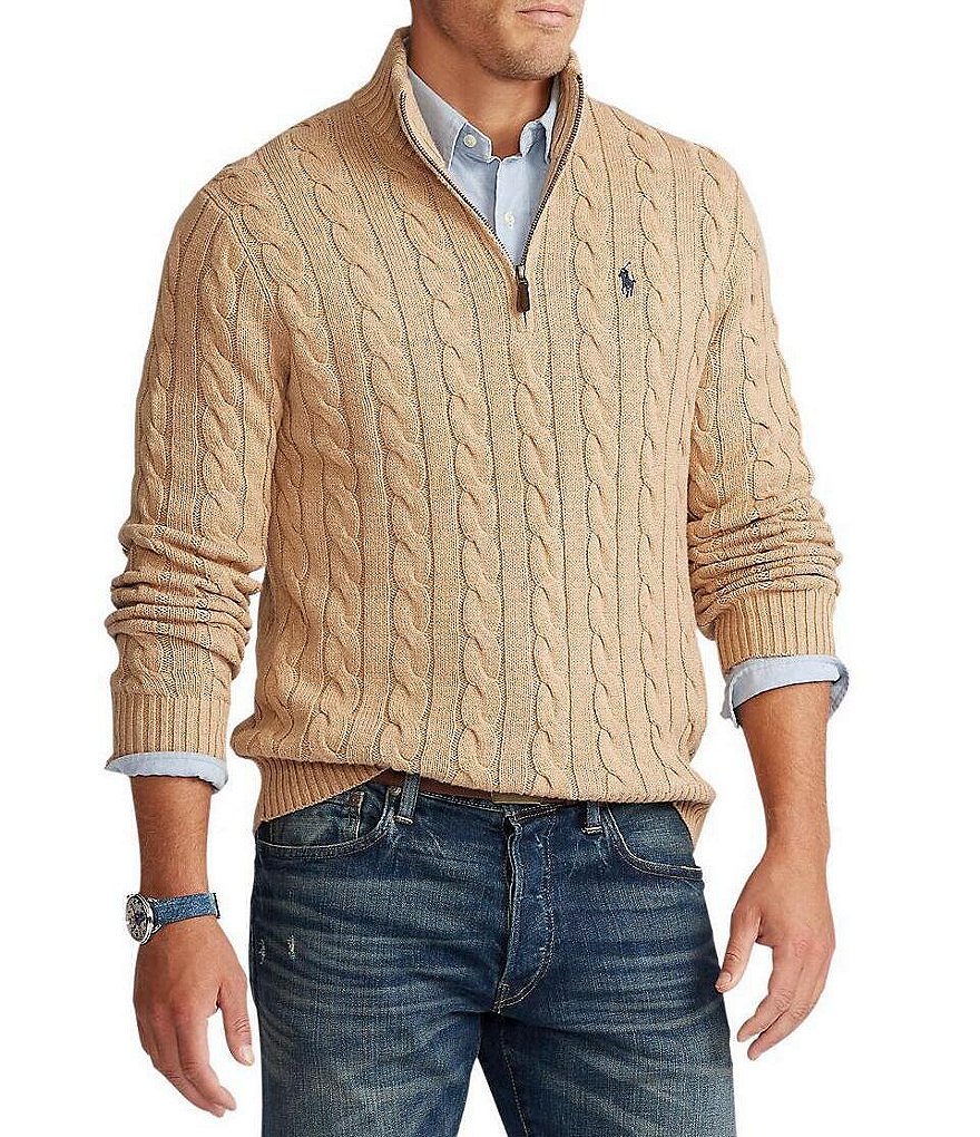 typisk craft fiktiv Polo Ralph Lauren Cable-Knit Cotton Quarter-Zip Sweater | Dillard's