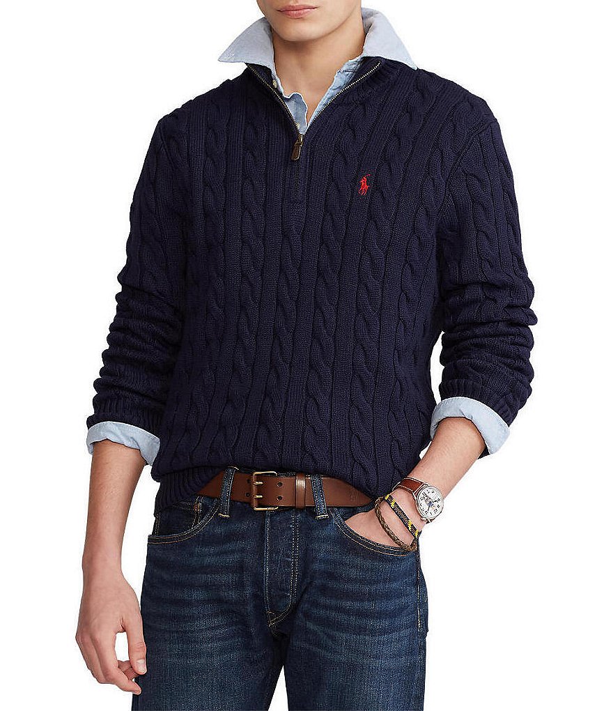 Polo Ralph Lauren Men's Cable-Knit Quarter-Zip Sweater