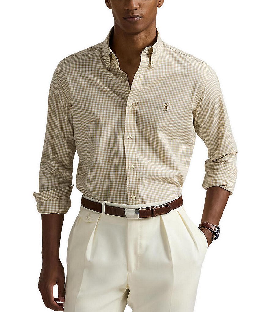 Polo Ralph Lauren Classic Fit Gingham Stretch Poplin Long