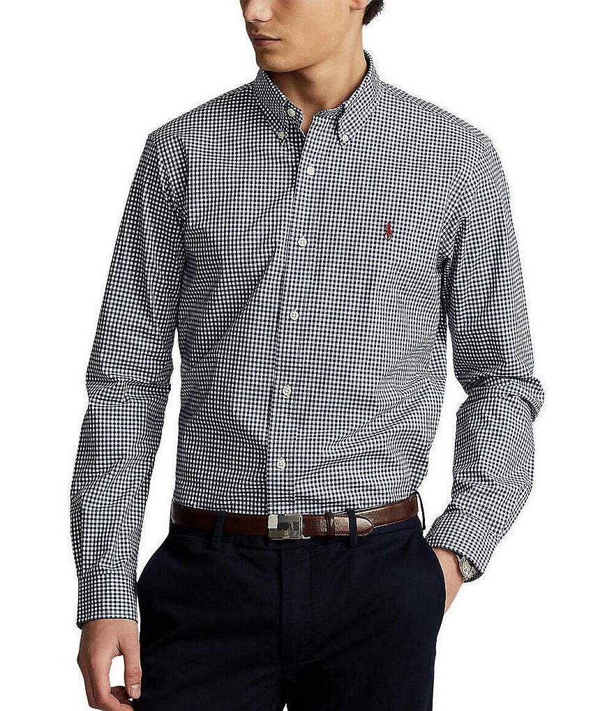 Polo Ralph Lauren Classic-Fit Gingham Stretch Poplin Long-Sleeve Woven  Shirt | Dillard's