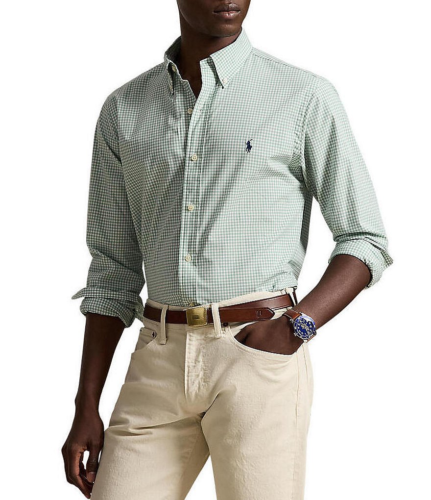 Polo Ralph Lauren Classic Fit Gingham Stretch Poplin Long Sleeve