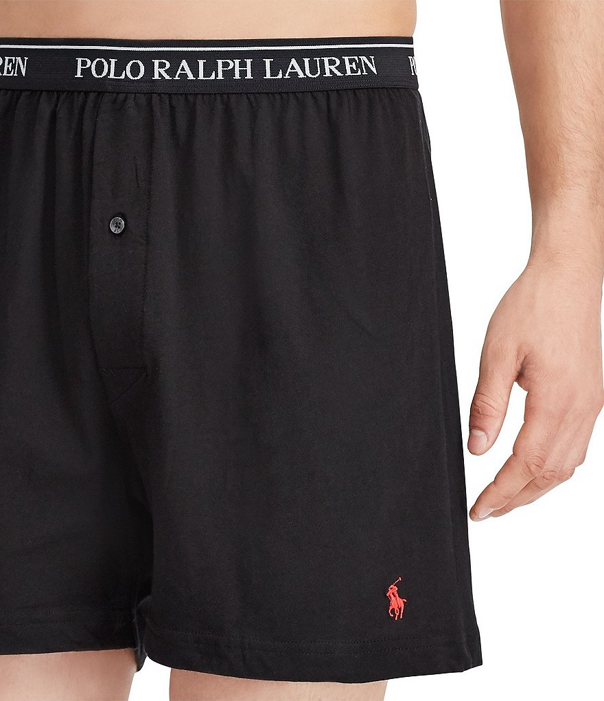 Polo Ralph Lauren 3 pack woven boxers in black with logo waistband