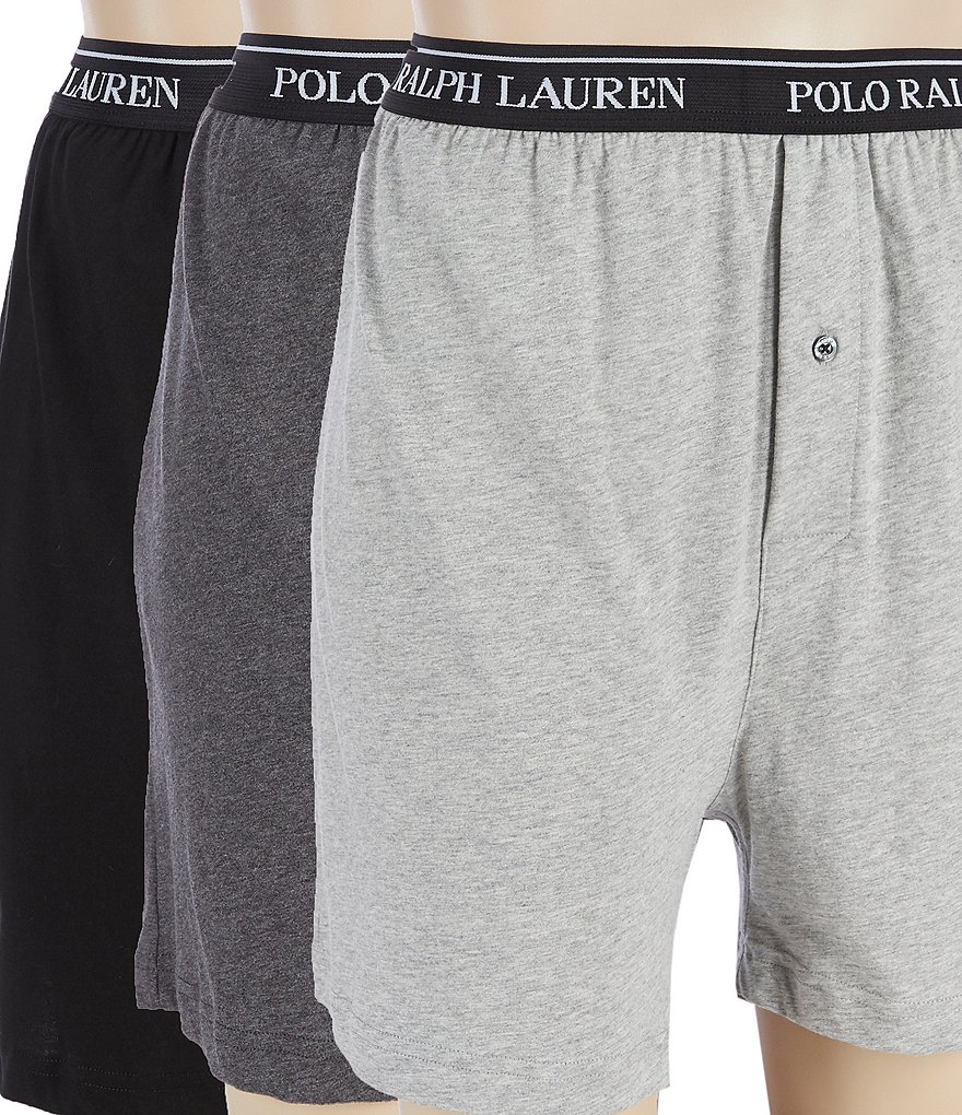 Polo Ralph Lauren L113721 Mens Grey Black 3-Pk Cotton Classic Knit Boxers  Size S 