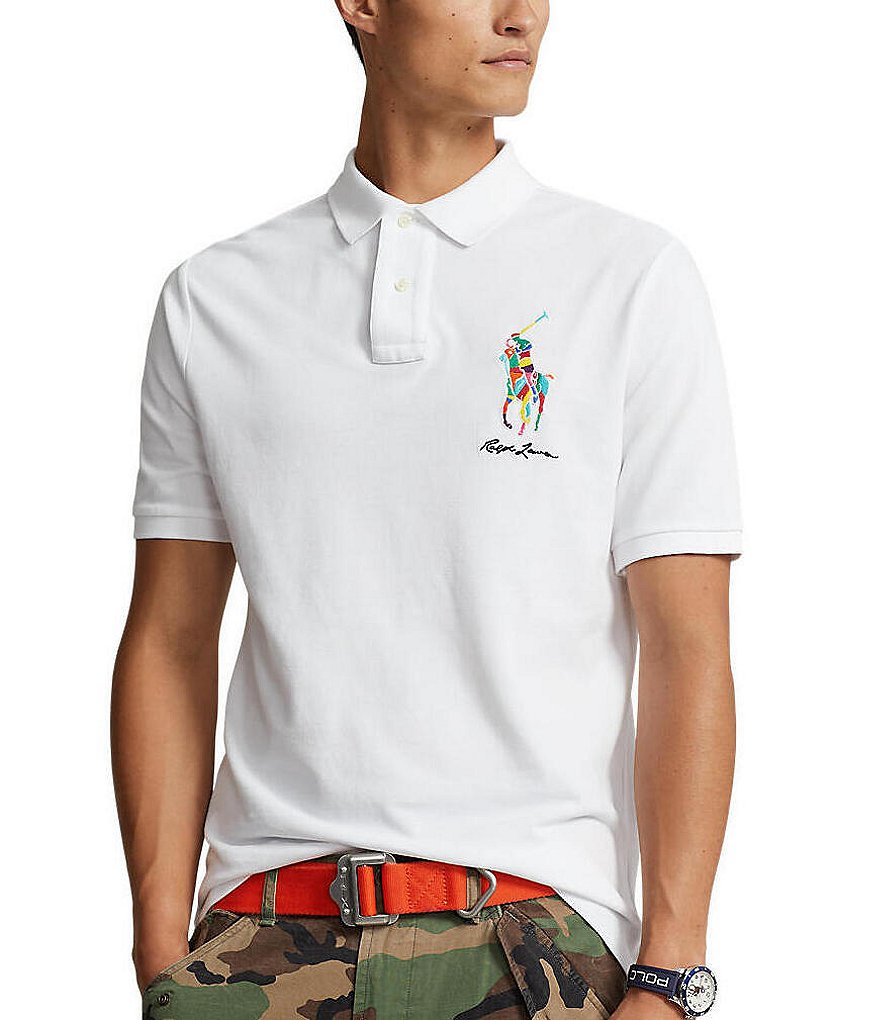 Polo Ralph Lauren Custom Slim-Fit Multicolored Pony Soft Cotton  Short-Sleeve Polo Shirt