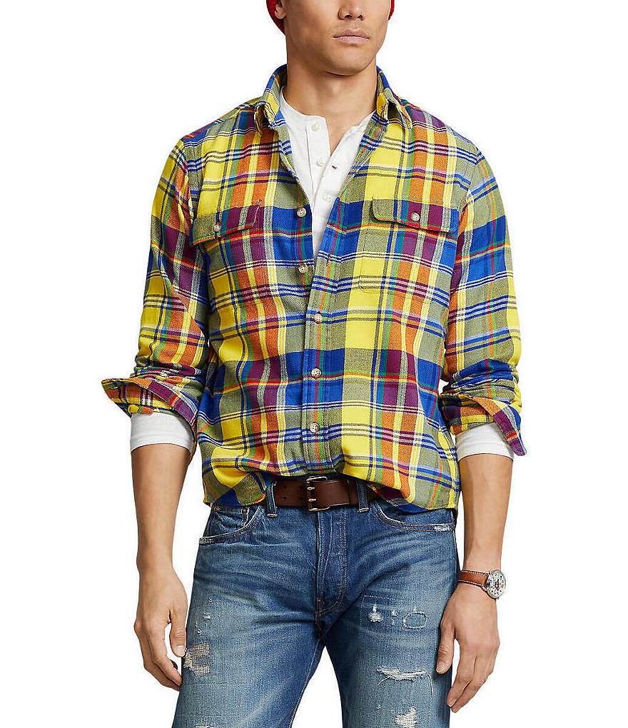 Polo Ralph Lauren Classic Fit Plaid Twill Long Sleeve Work Shirt ...